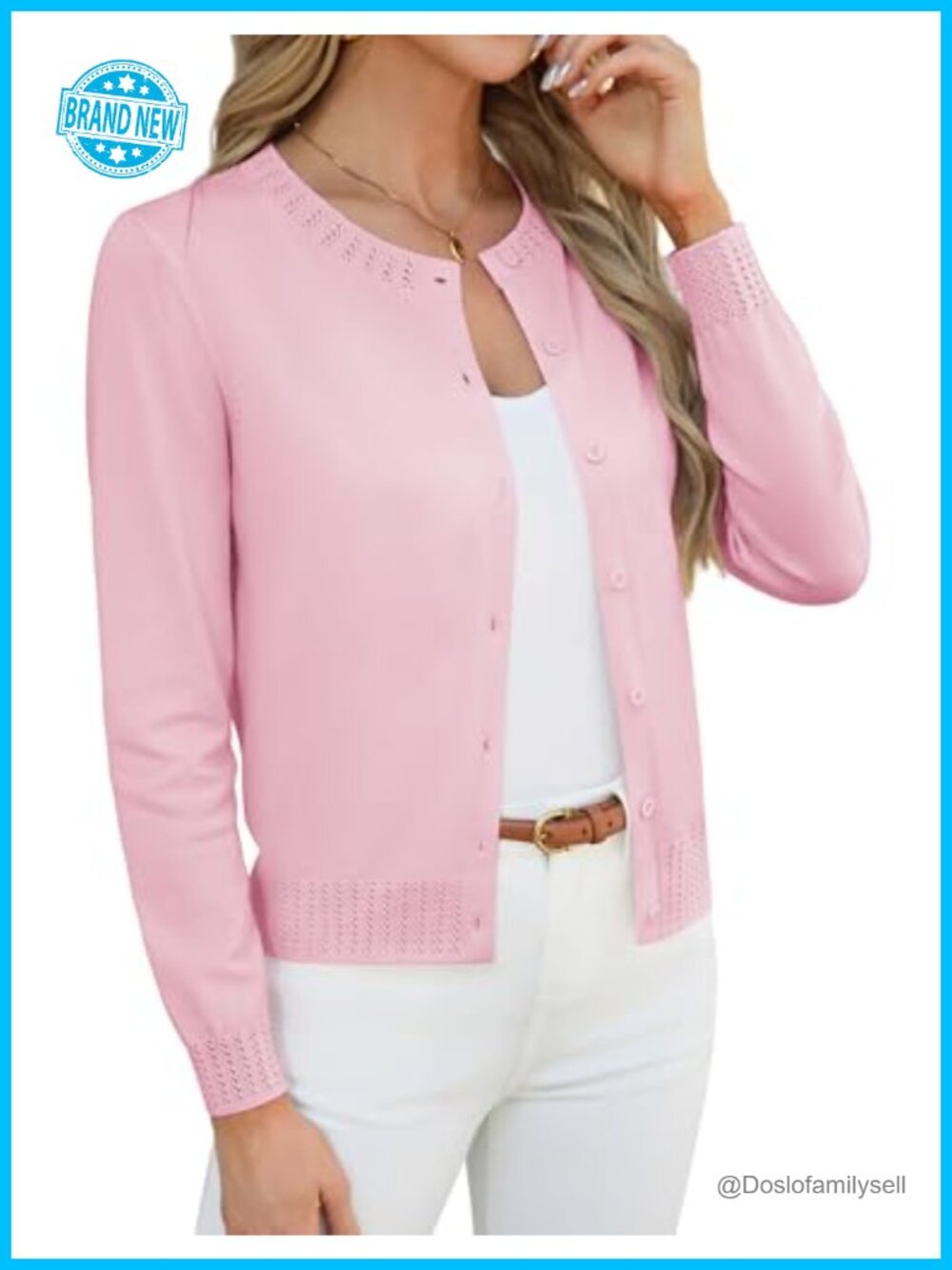 Womens Cropped Cardigan Lightweight Button Up Long Sleeve Shrug